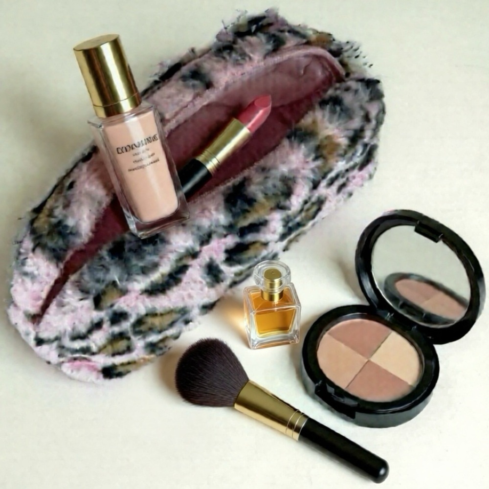 PINK CHEETAH PRINT Cosmetic Faux Fur Bag NWT GREAT GIFT!